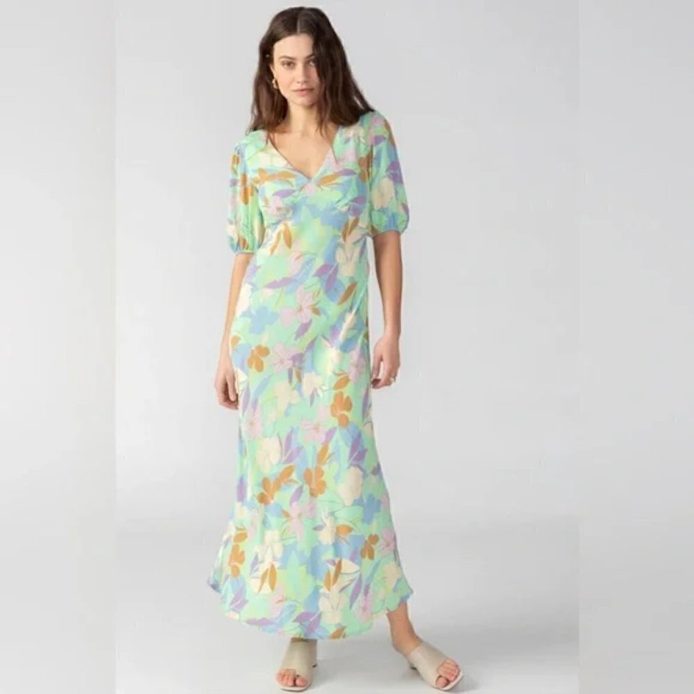 NEW Sanctuary tie back maxi dress in green/multi pattern- Size 14W (1X)